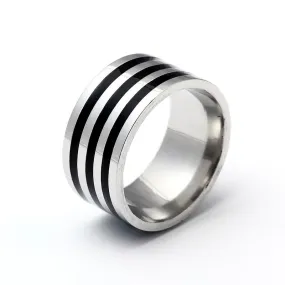 10mm Silver and Black Plated Titanium Vintage Ring