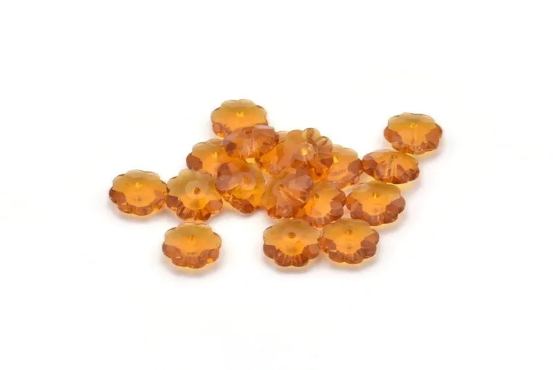 12 Vintage Ab Swarovski Crystal Flower Rondelle Orange Flower Beads (8mm) CV118 CF13