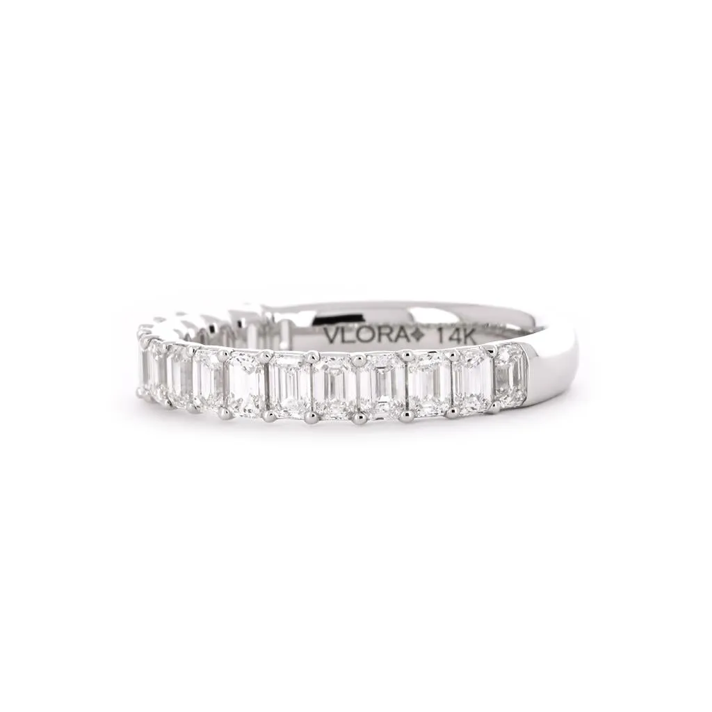 1.40ctw Emerald Diamond Band - 14K White Gold