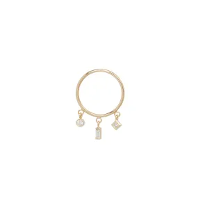 14k Medium Circle Earring with Mixed Diamonds - SALE