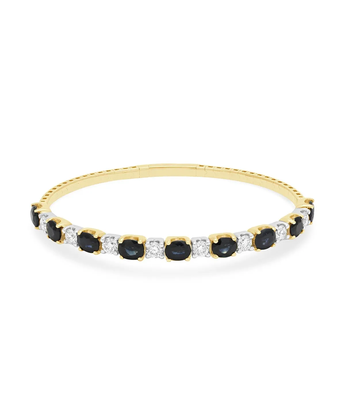 14K White & Yellow Gold Sapphire and Diamond Flexible Bangle Bracelet