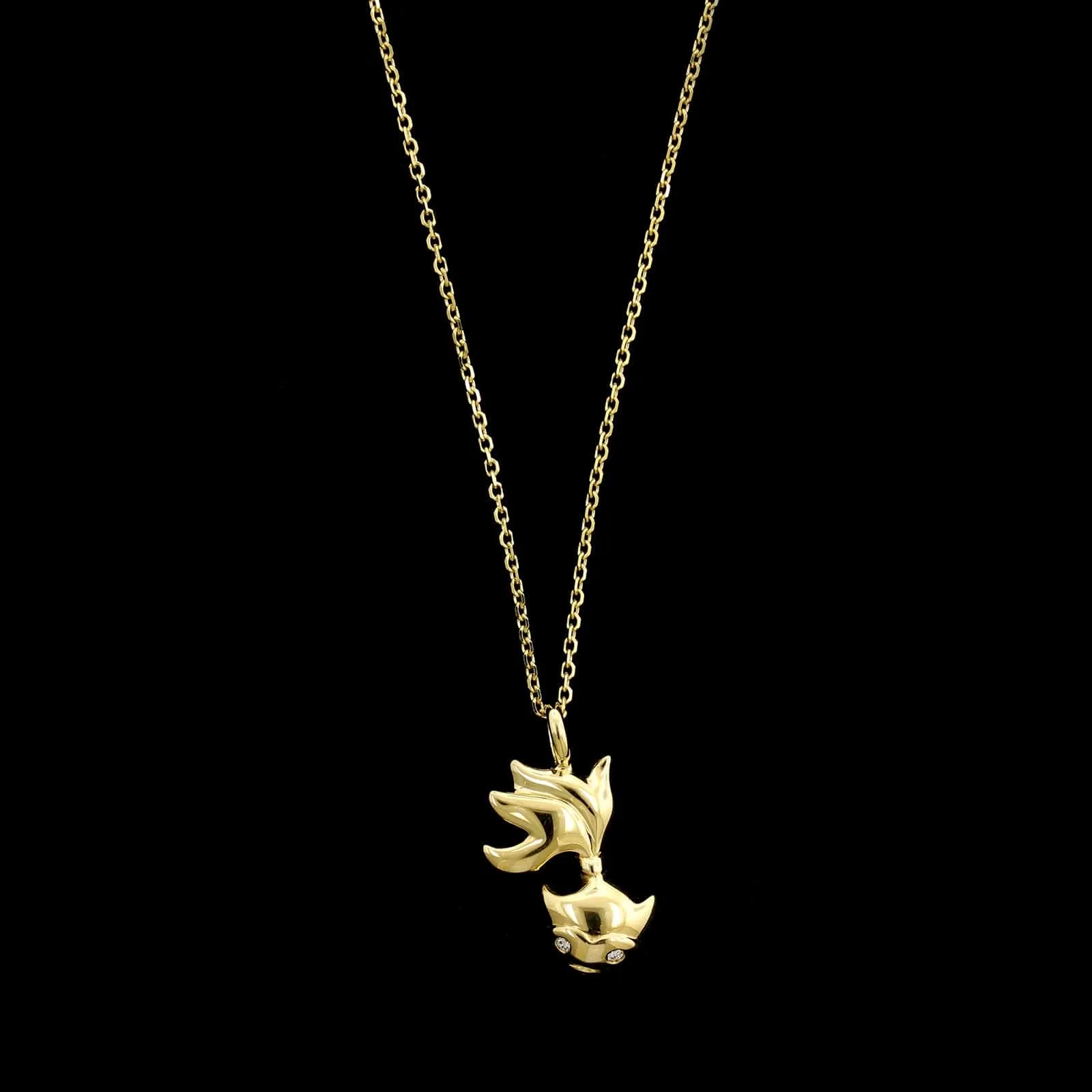 14K Yellow Gold Estate Diamond Fish Pendant