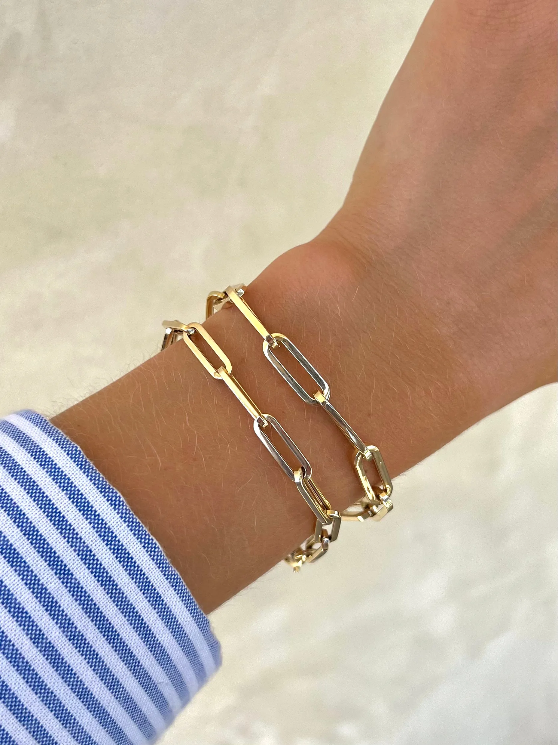 14K Yellow Gold Medium Paperclip Chain Bracelet