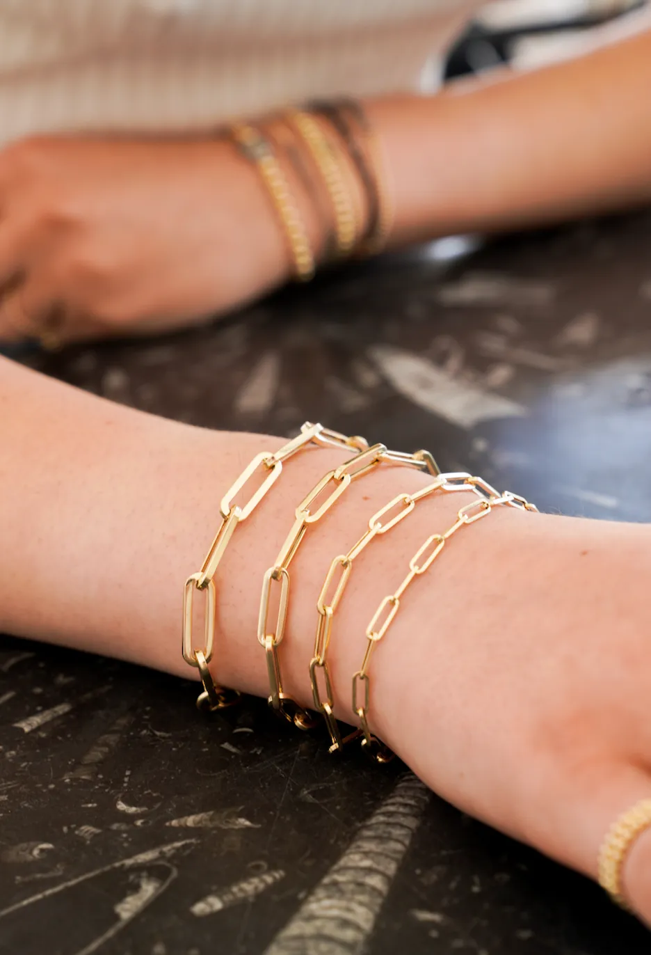 14K Yellow Gold Medium Paperclip Chain Bracelet