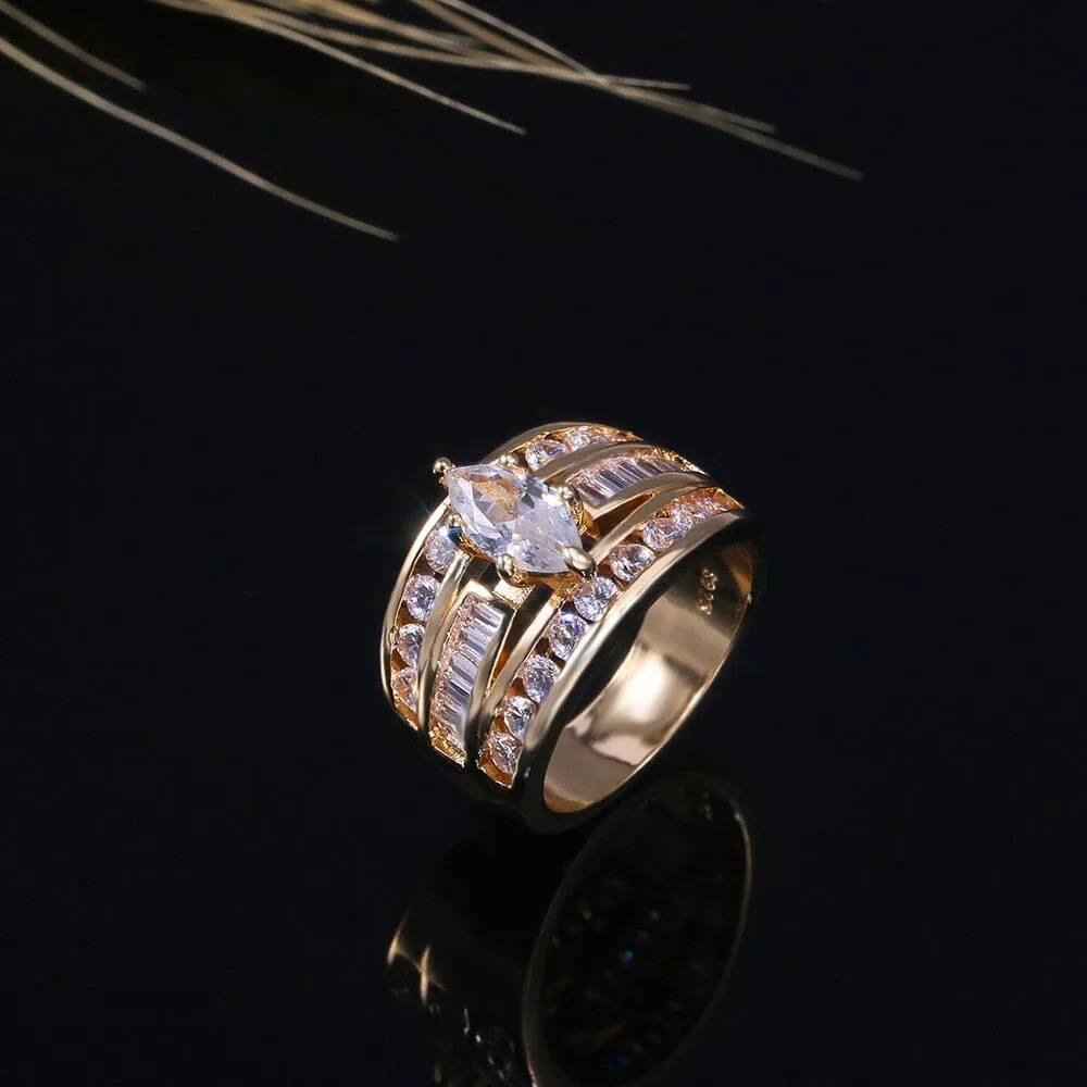 18k Multi Gold Diamond Ring