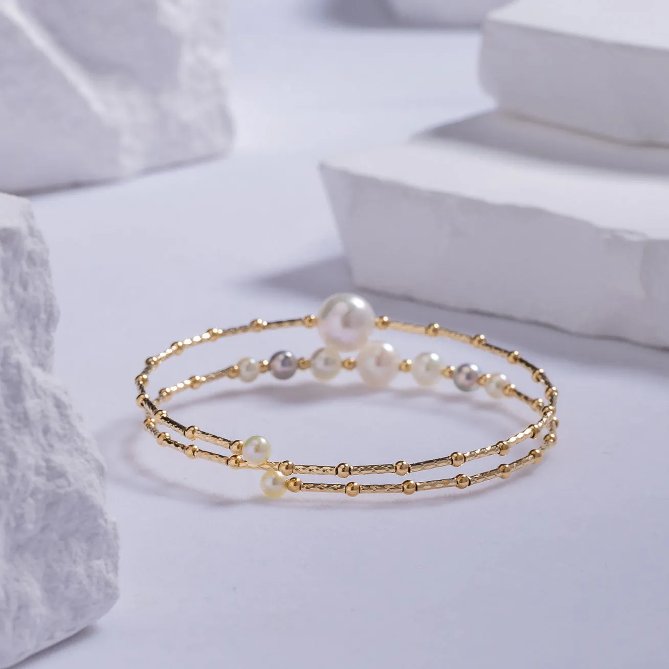 18K Solid Gold Akoya Pearl Bracelet KB00018