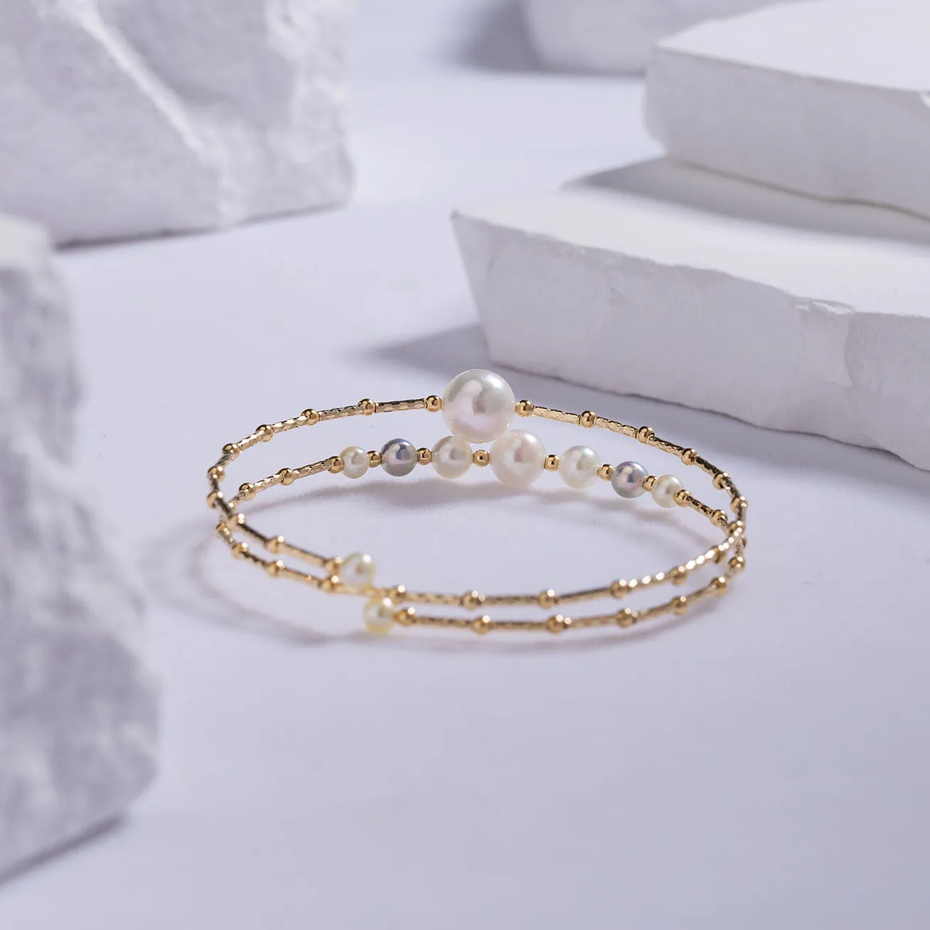 18K Solid Gold Akoya Pearl Bracelet KB00018