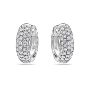 18K White Gold Diamond Hoops