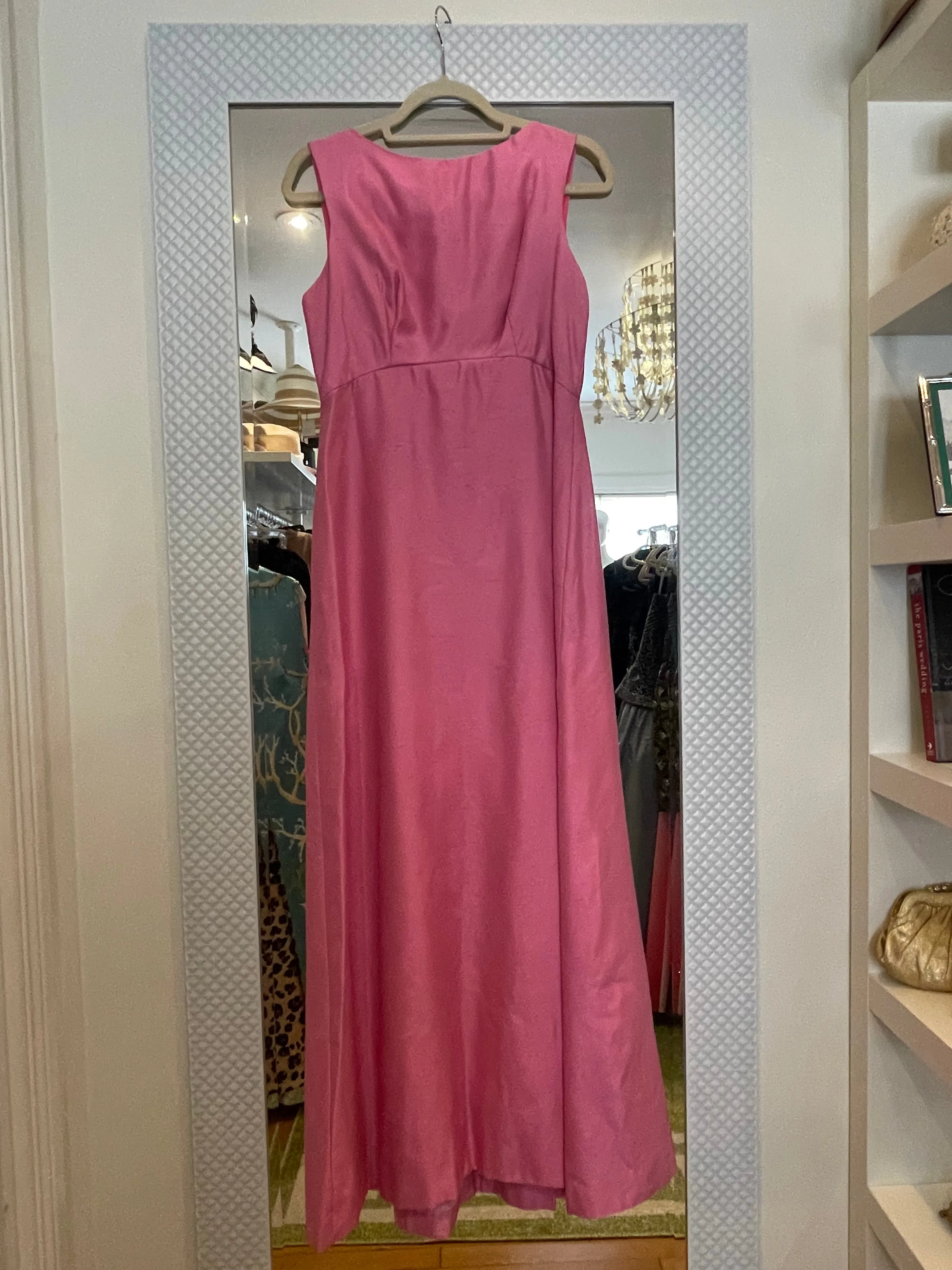 1960's Bubblegum Pink Raw Silk Gown by Ira Curtis