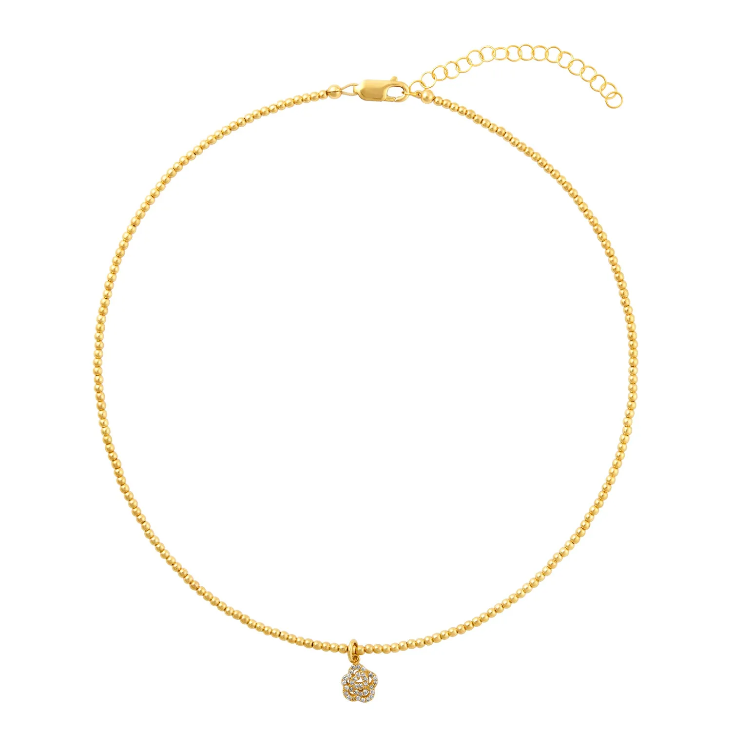 2MM Signature Necklace with 14K Yellow Gold Camelia Flower Charm