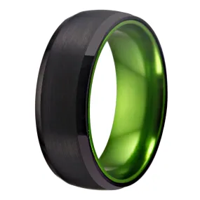 8mm Classic Black and Green-Plated Tungsten Wedding Ring