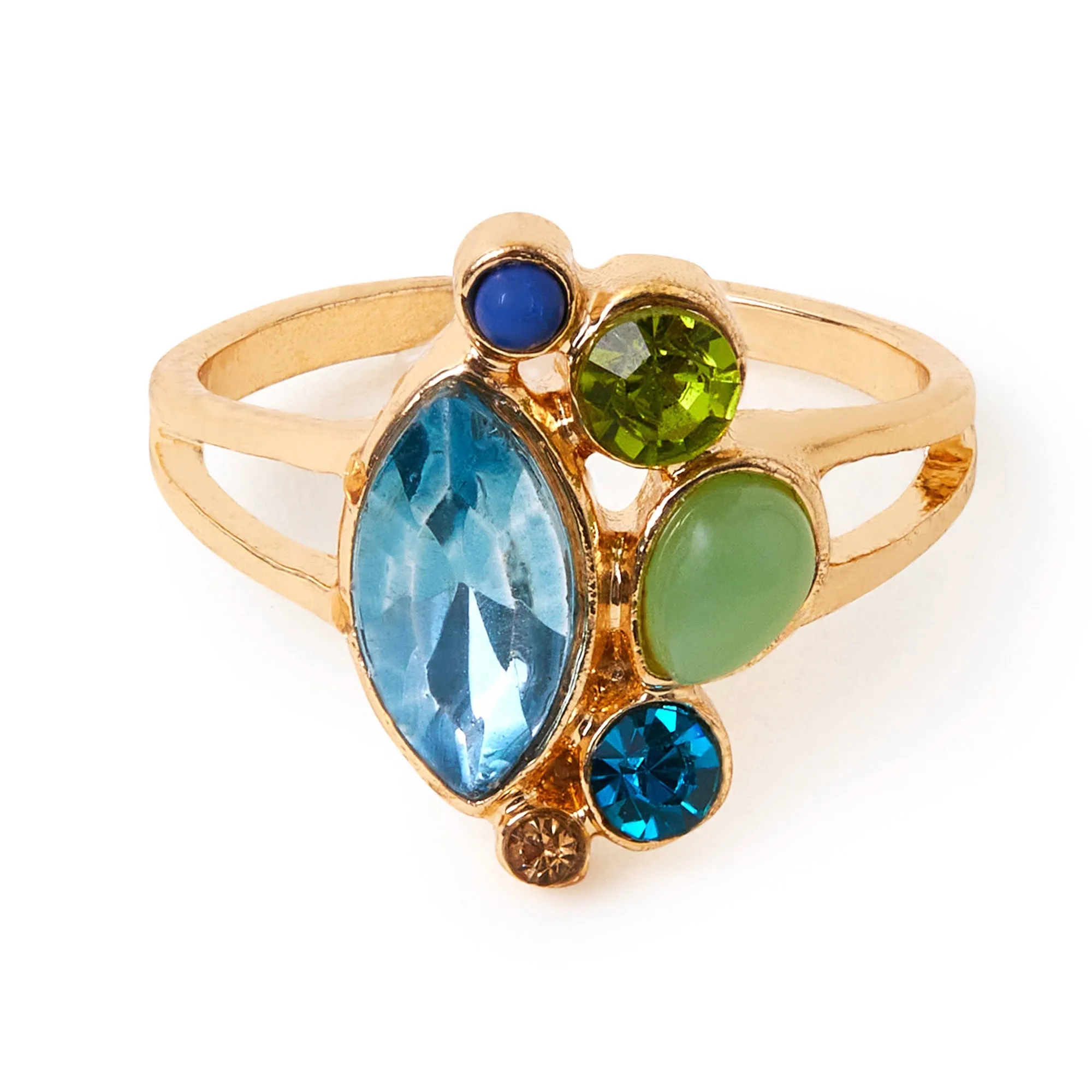 Accessorize London Women's Blue Gem Cluster Ring Blue-Medium