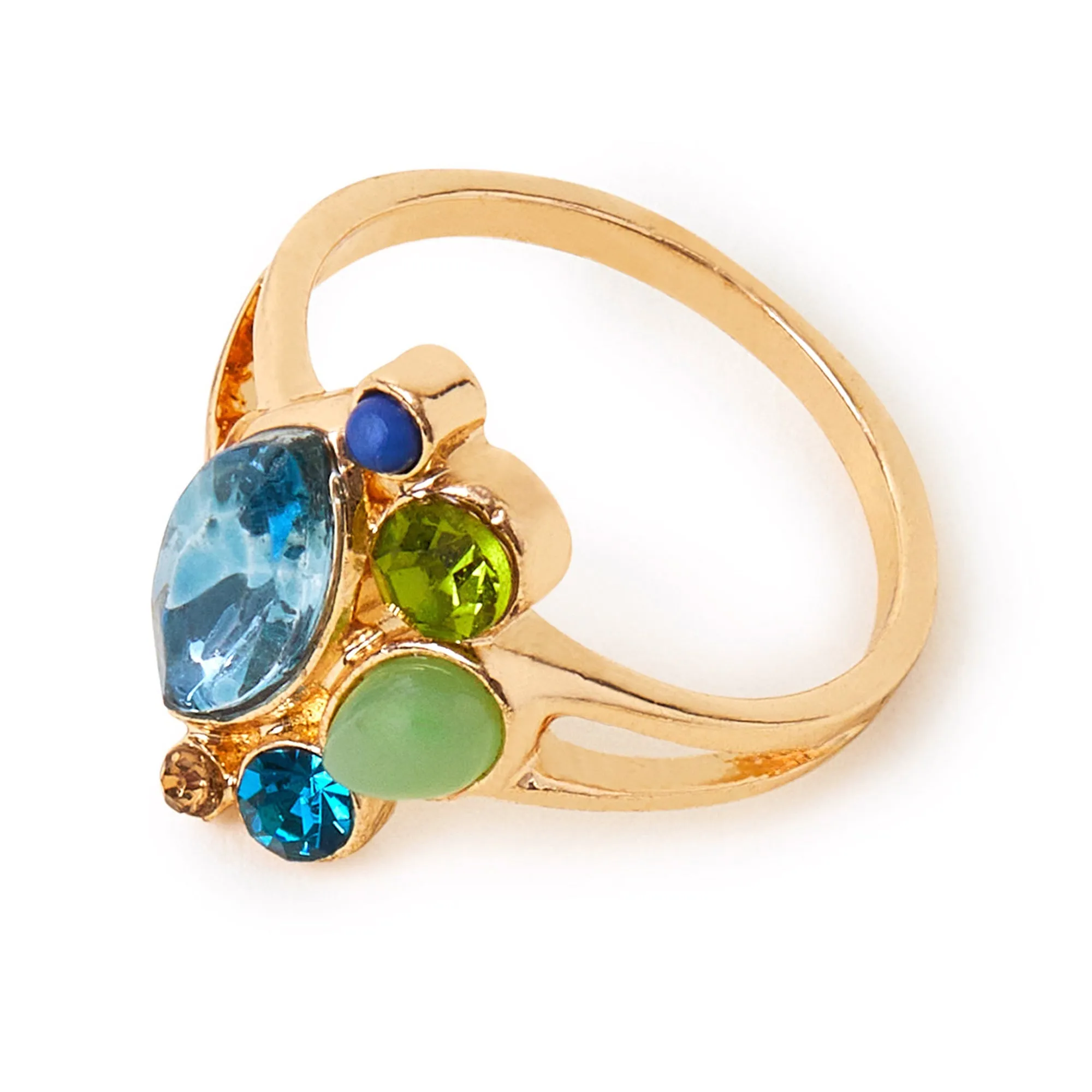 Accessorize London Women's Blue Gem Cluster Ring Blue-Medium