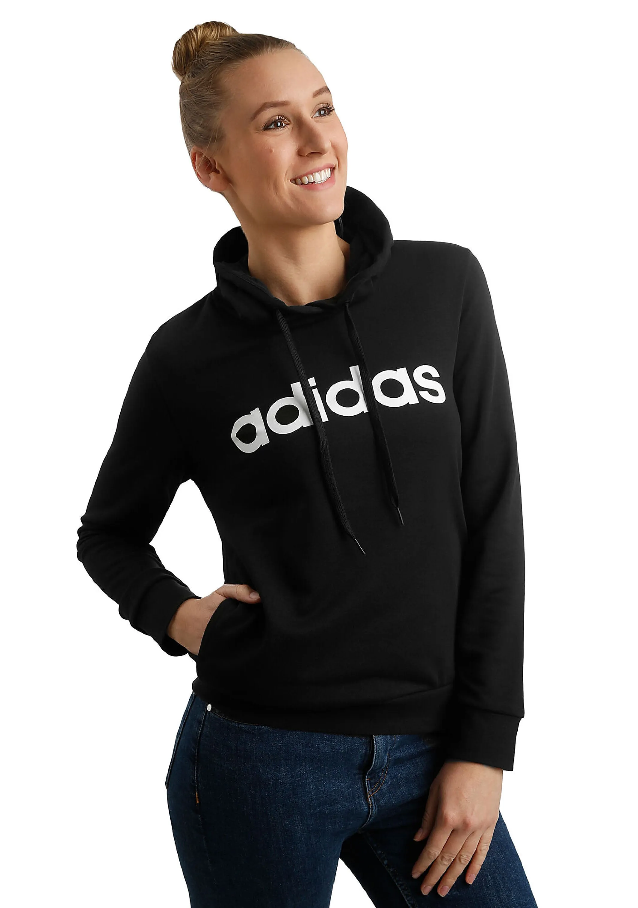 Adidas Womens Essentials Linear Cotton Hoodie Full Length <br> DP2364