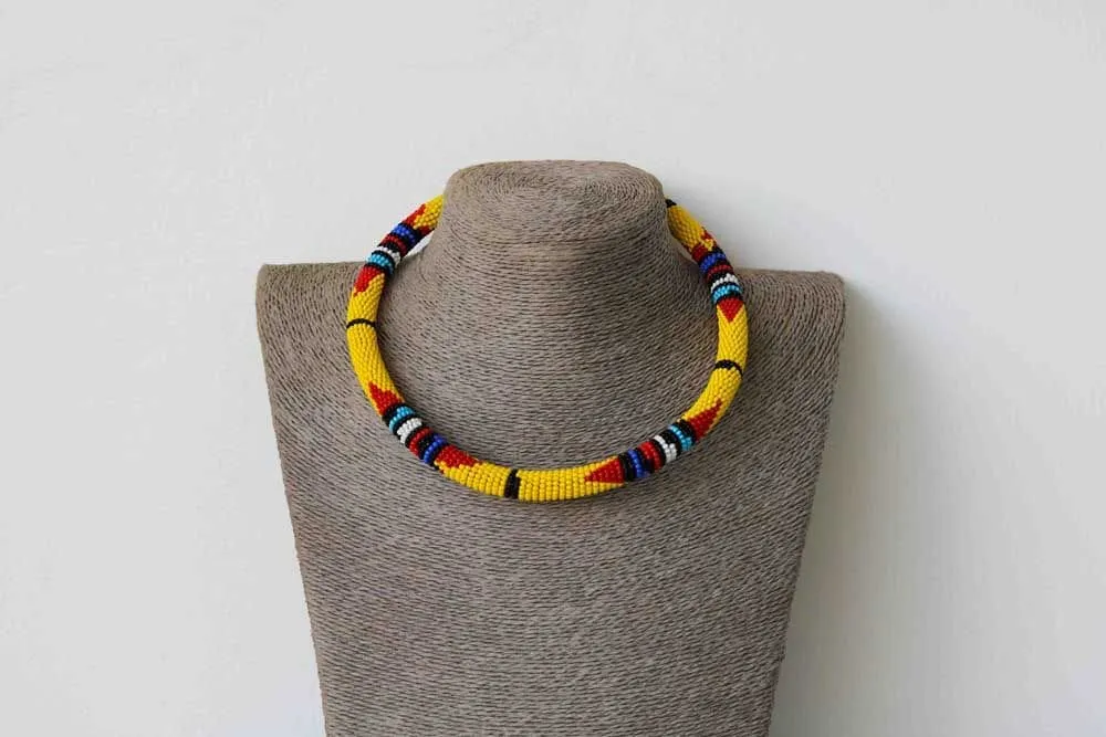 African beaded necklace, Statement necklace, Beaded Necklace for women, Moms gift, Christmas Gift for her, Zulu beaded necklace