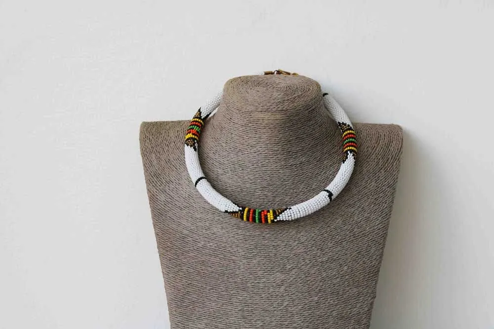 African beaded necklace, Statement necklace, Beaded Necklace for women, Moms gift, Christmas Gift for her, Zulu beaded necklace