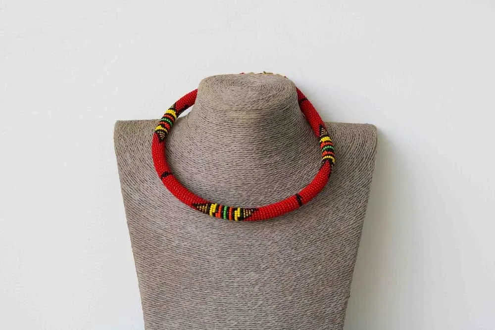 African beaded necklace, Statement necklace, Beaded Necklace for women, Moms gift, Christmas Gift for her, Zulu beaded necklace