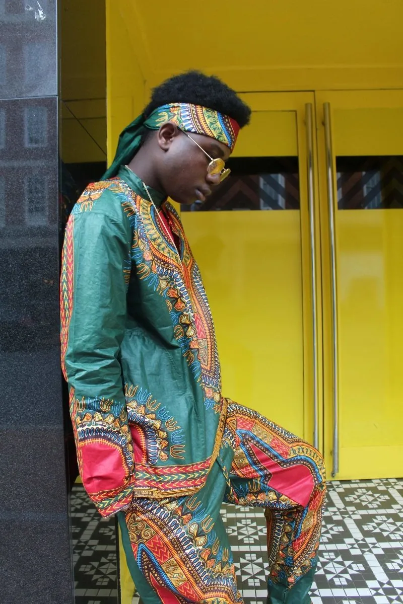 African Print Shirt in Green Dashiki - African Clothing