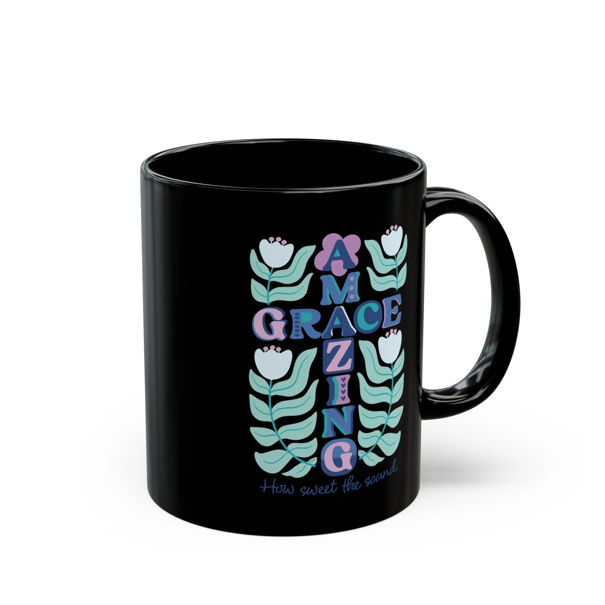 Amazing Grace Cross 11oz Black Mug