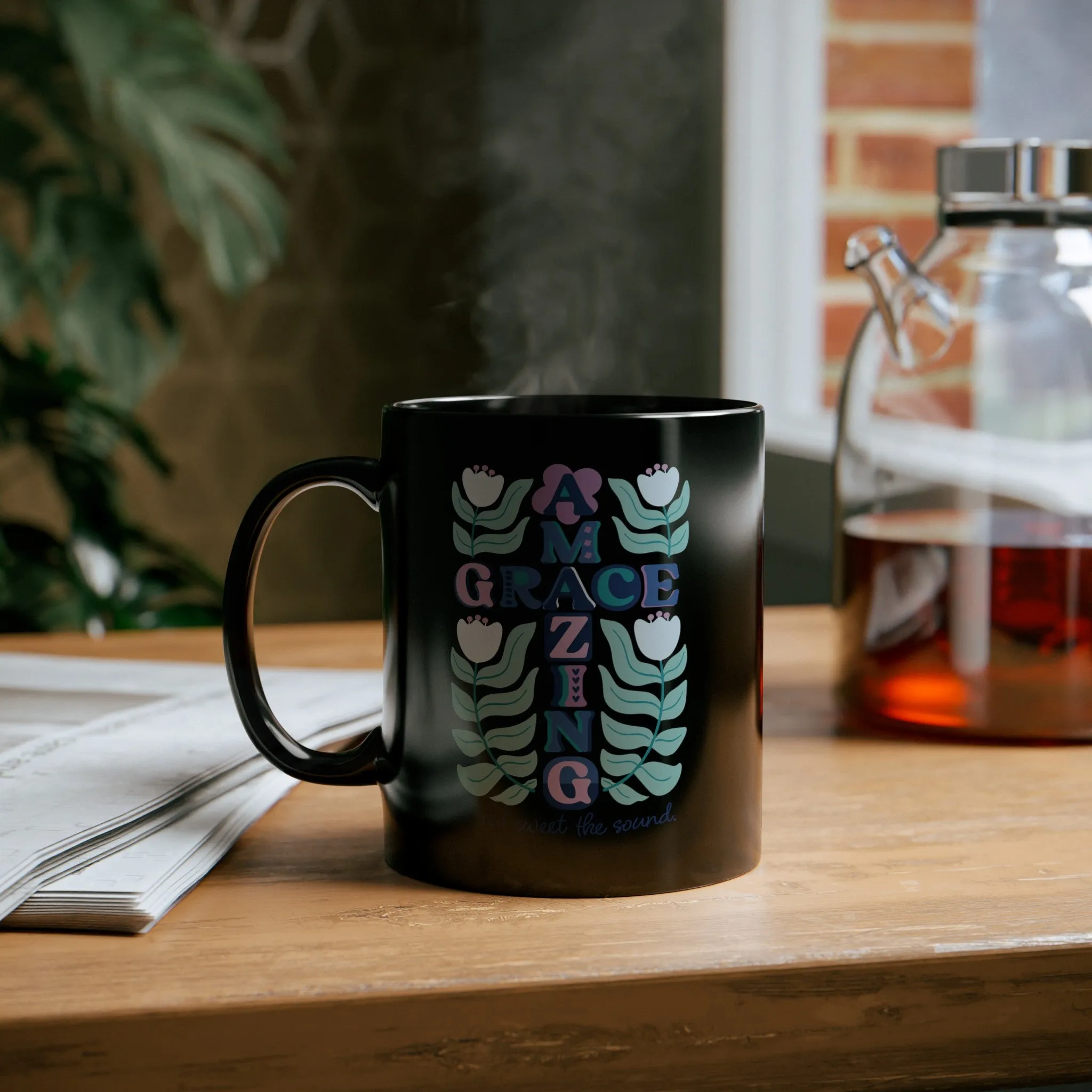 Amazing Grace Cross 11oz Black Mug