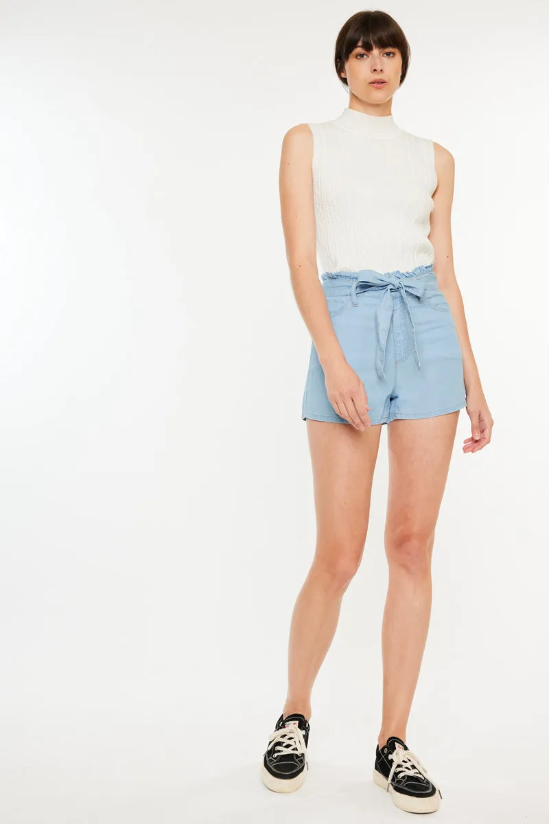 Asher Ultra High Rise Belted Paper-Bag Shorts