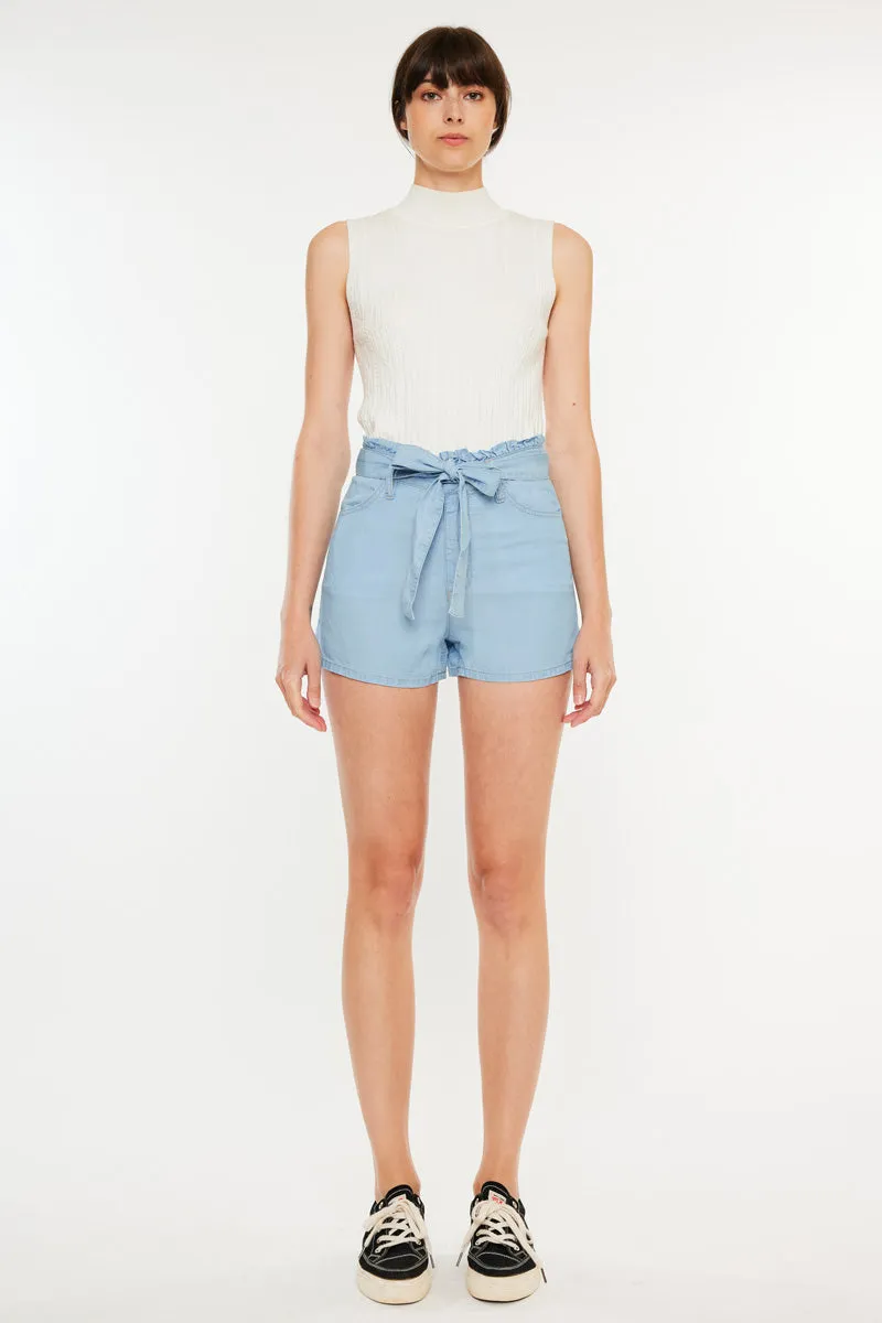 Asher Ultra High Rise Belted Paper-Bag Shorts