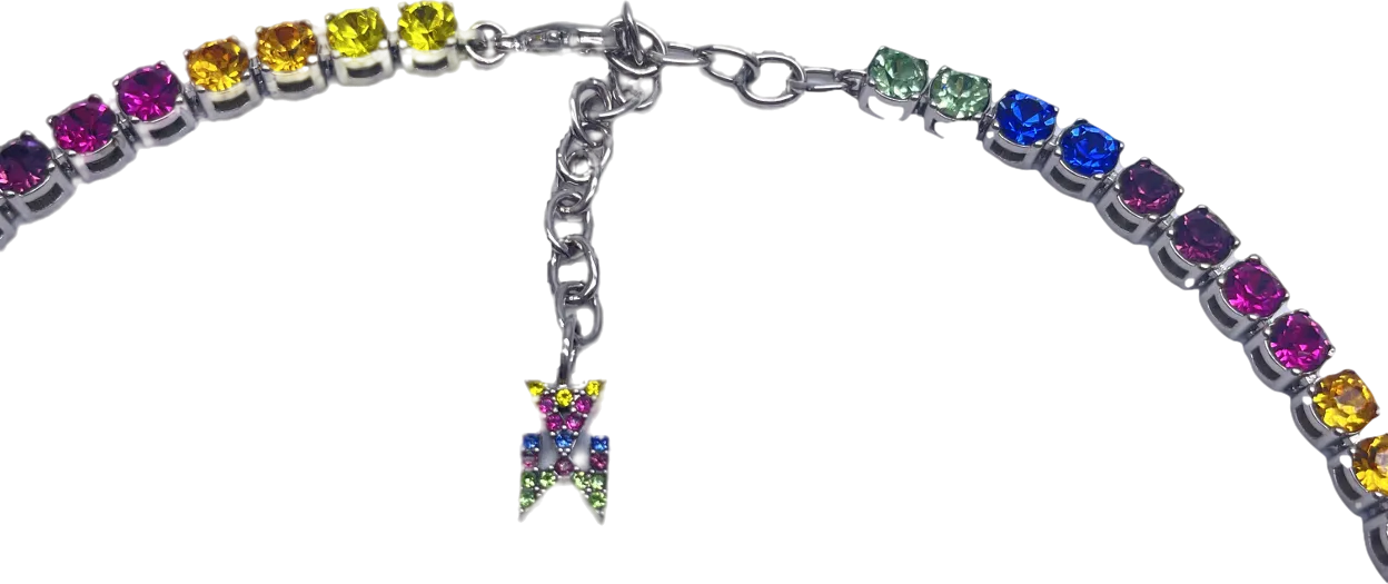 Astrid & Miyu Multicoloured Rainbow Crystal Tennis Choker Necklace