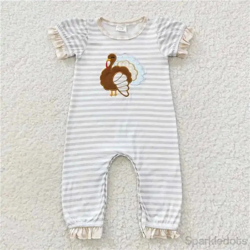 Baby Romper - Unisex - Thanksgiving Turkey Beige Layette