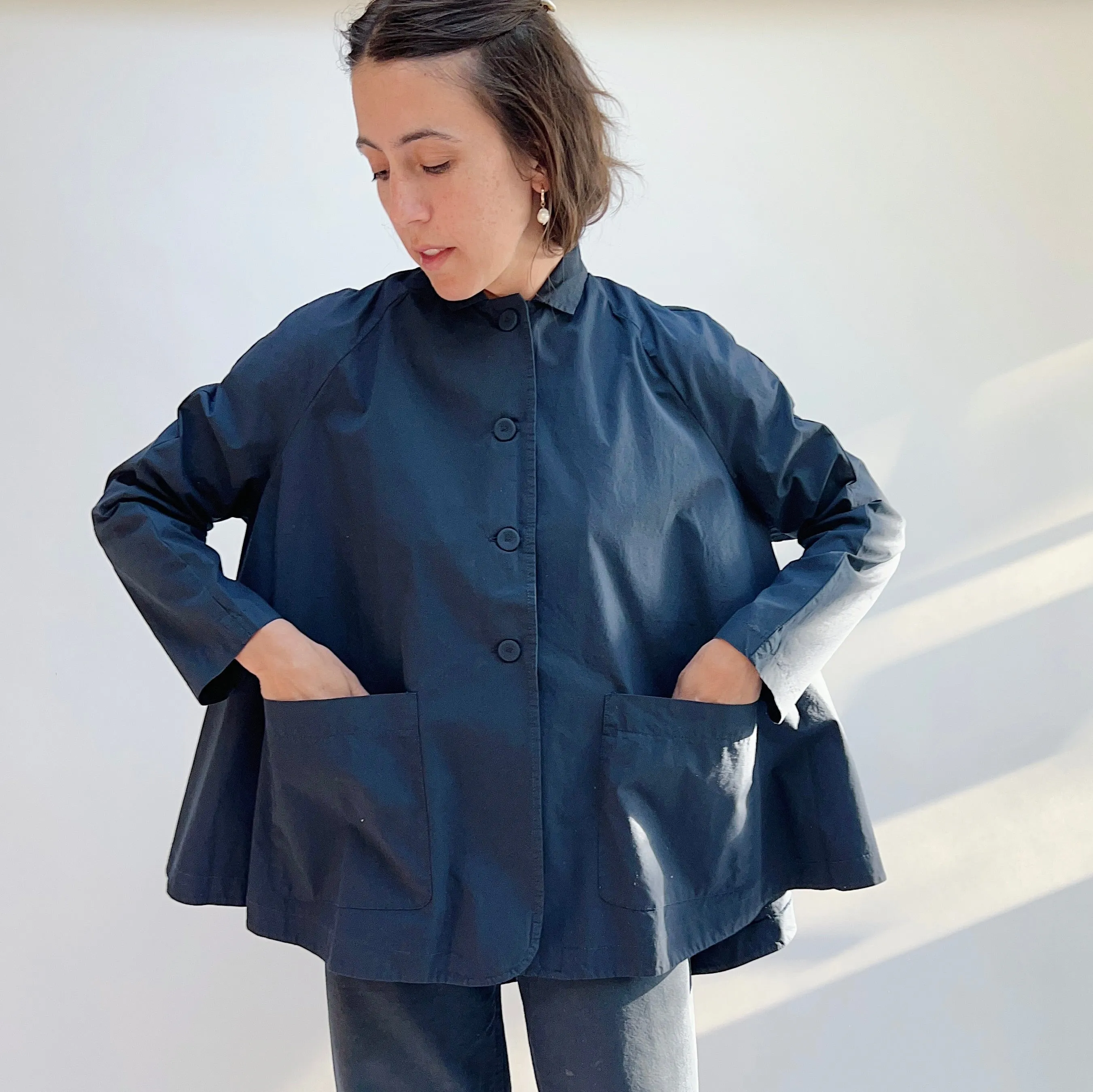 Baci | Four Button Swing Jacket in Navy