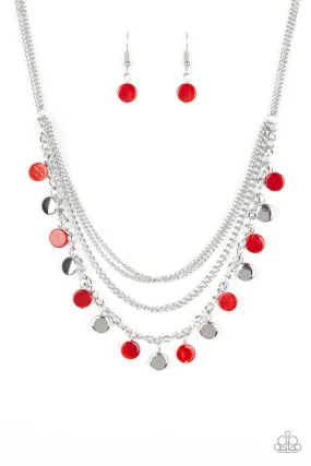 Beach Flavor Red and Silver Necklace - Paparazzi Accessories