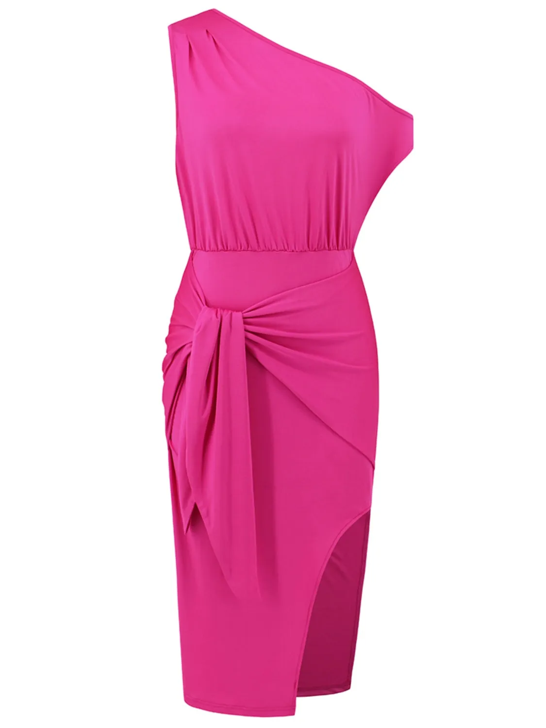 Beach Wedding Guest Attire: Elegant Single-Shoulder Slit Dress for Women