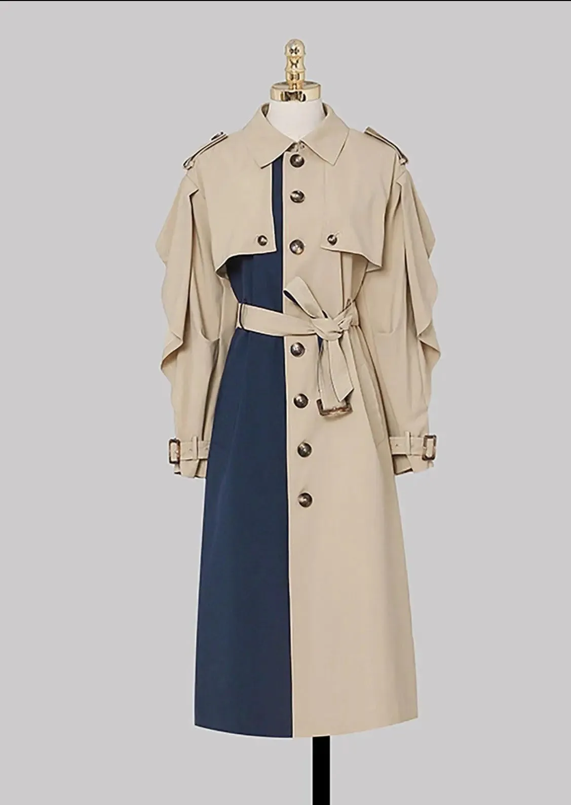 Belle Colorblock Single Breasted Light Trench Coat