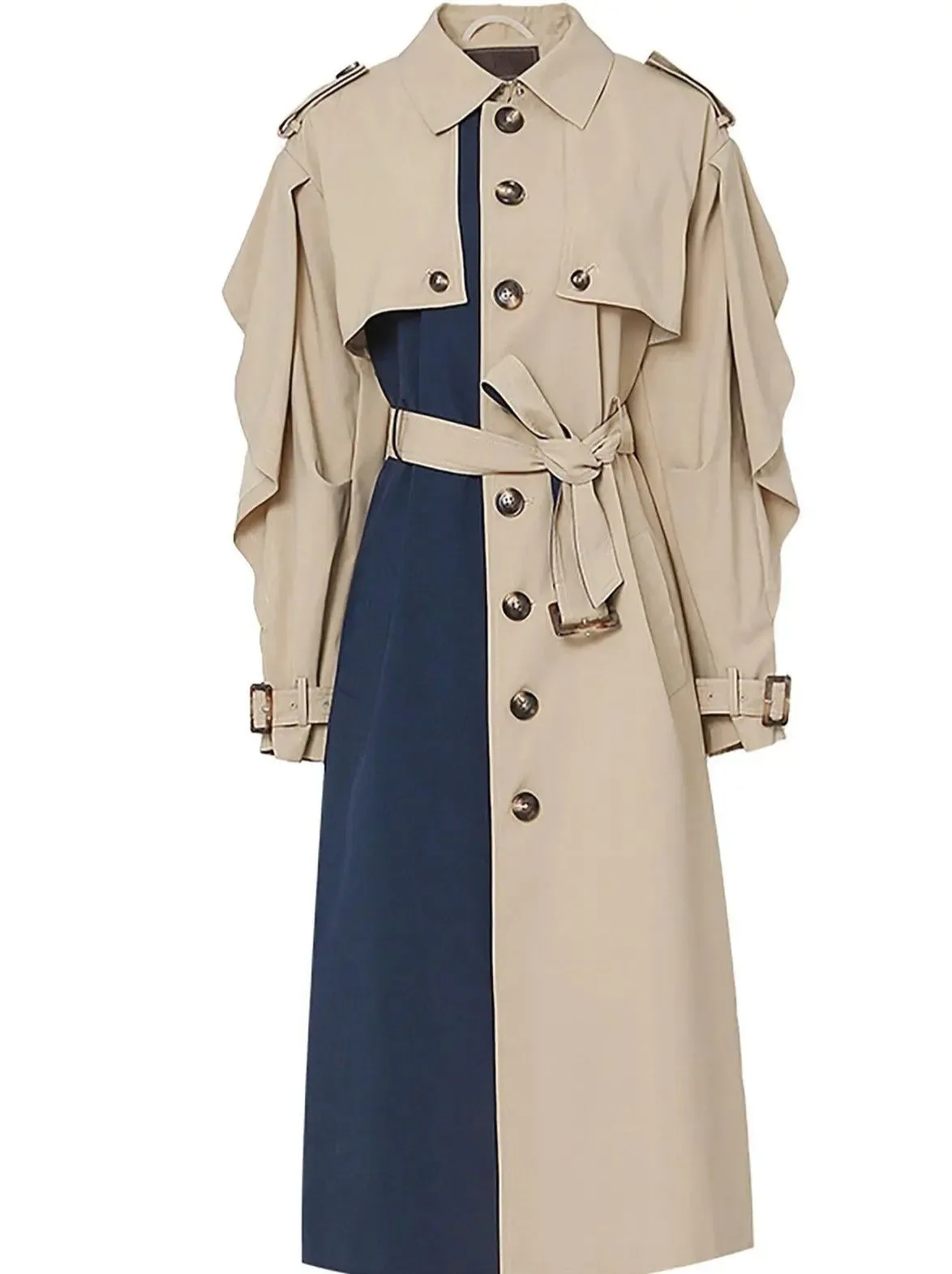 Belle Colorblock Single Breasted Light Trench Coat