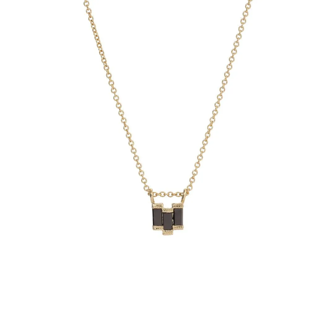 Black Diamond Baguette Step Necklace