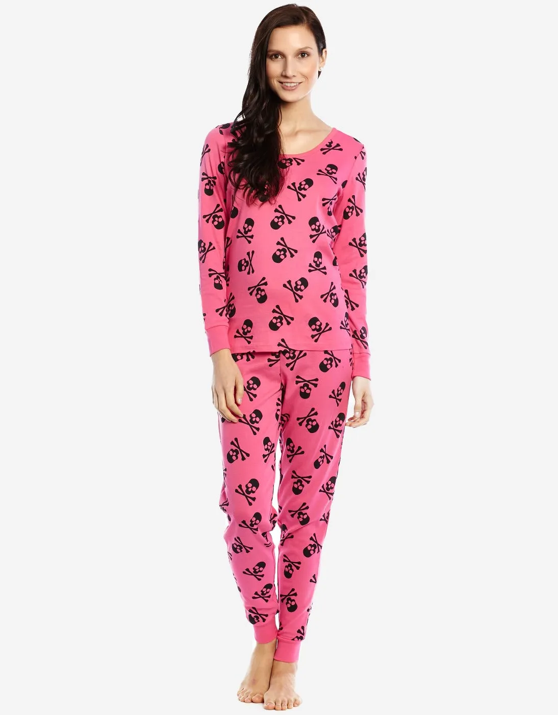 Blue & Hot Pink Skull Matching Family Pajama Set