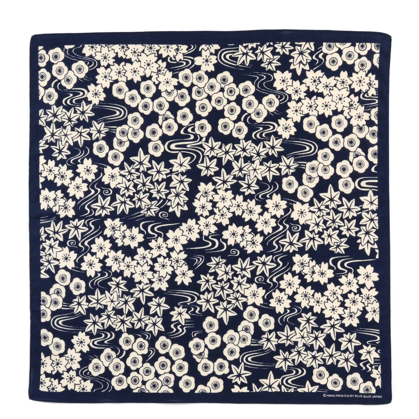 BLUE BLUE JAPAN 'CHIYOGAMI-SAKURA' BANDANA DARK NAVY