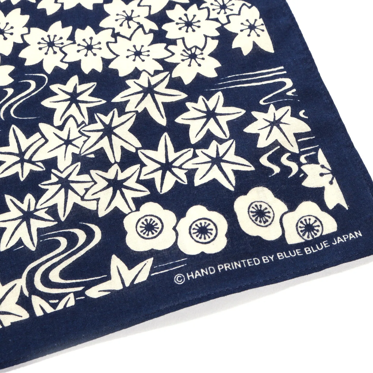 BLUE BLUE JAPAN 'CHIYOGAMI-SAKURA' BANDANA DARK NAVY