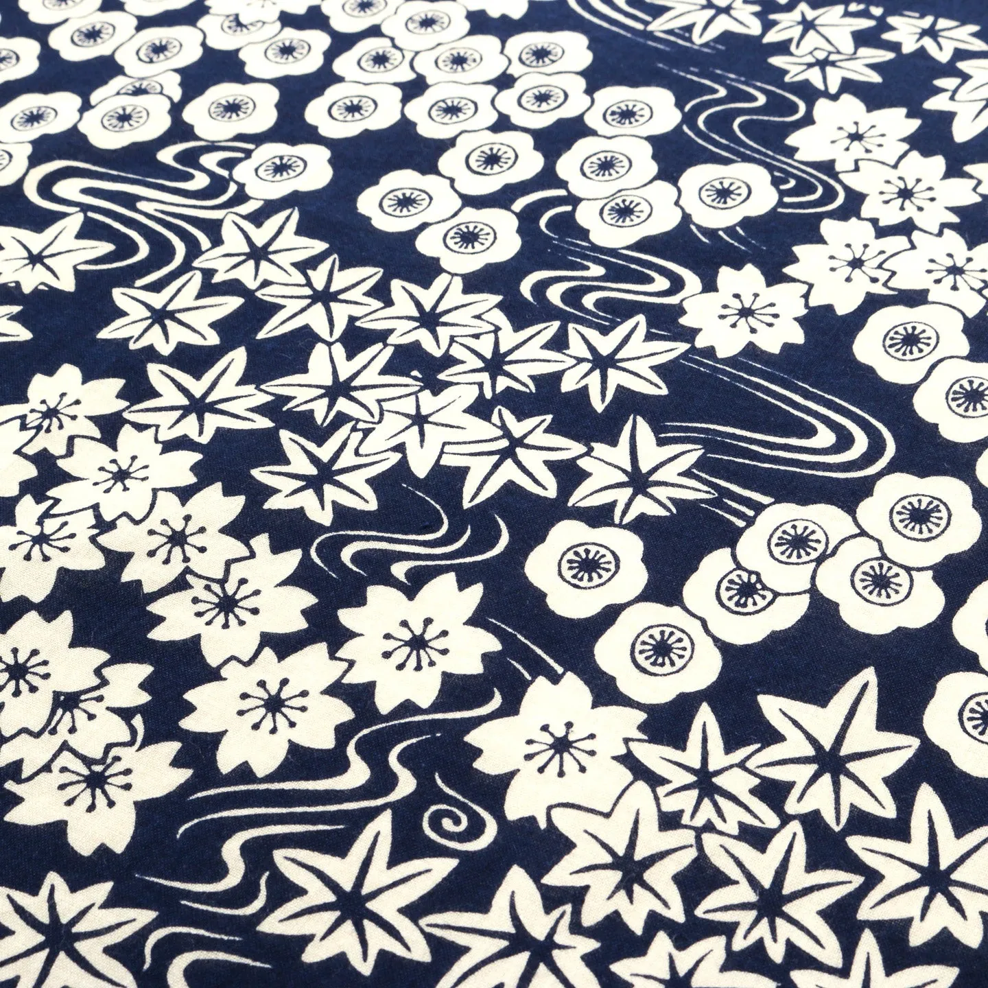 BLUE BLUE JAPAN 'CHIYOGAMI-SAKURA' BANDANA DARK NAVY