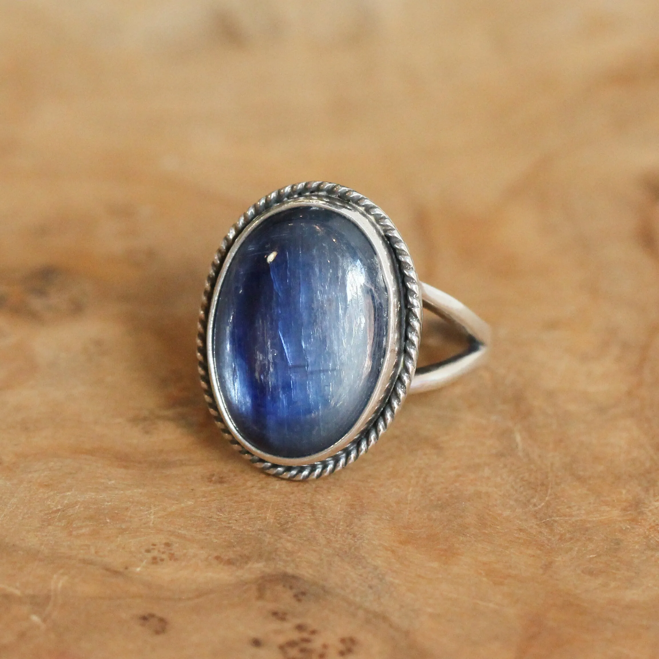 Blue Kyanite Boho Ring - Sterling Silver Ring - Silversmith Ring - Deep Blue Ring