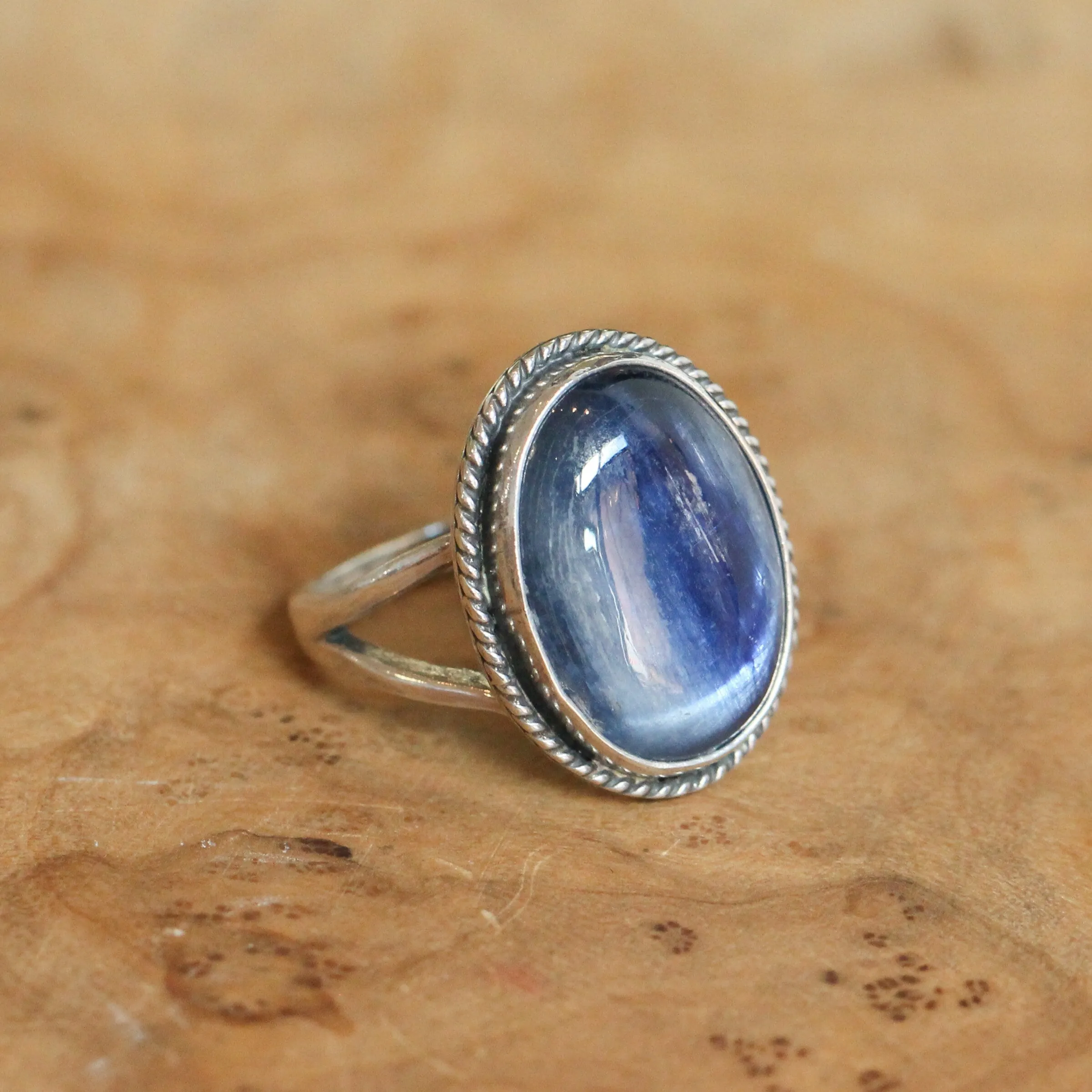 Blue Kyanite Boho Ring - Sterling Silver Ring - Silversmith Ring - Deep Blue Ring