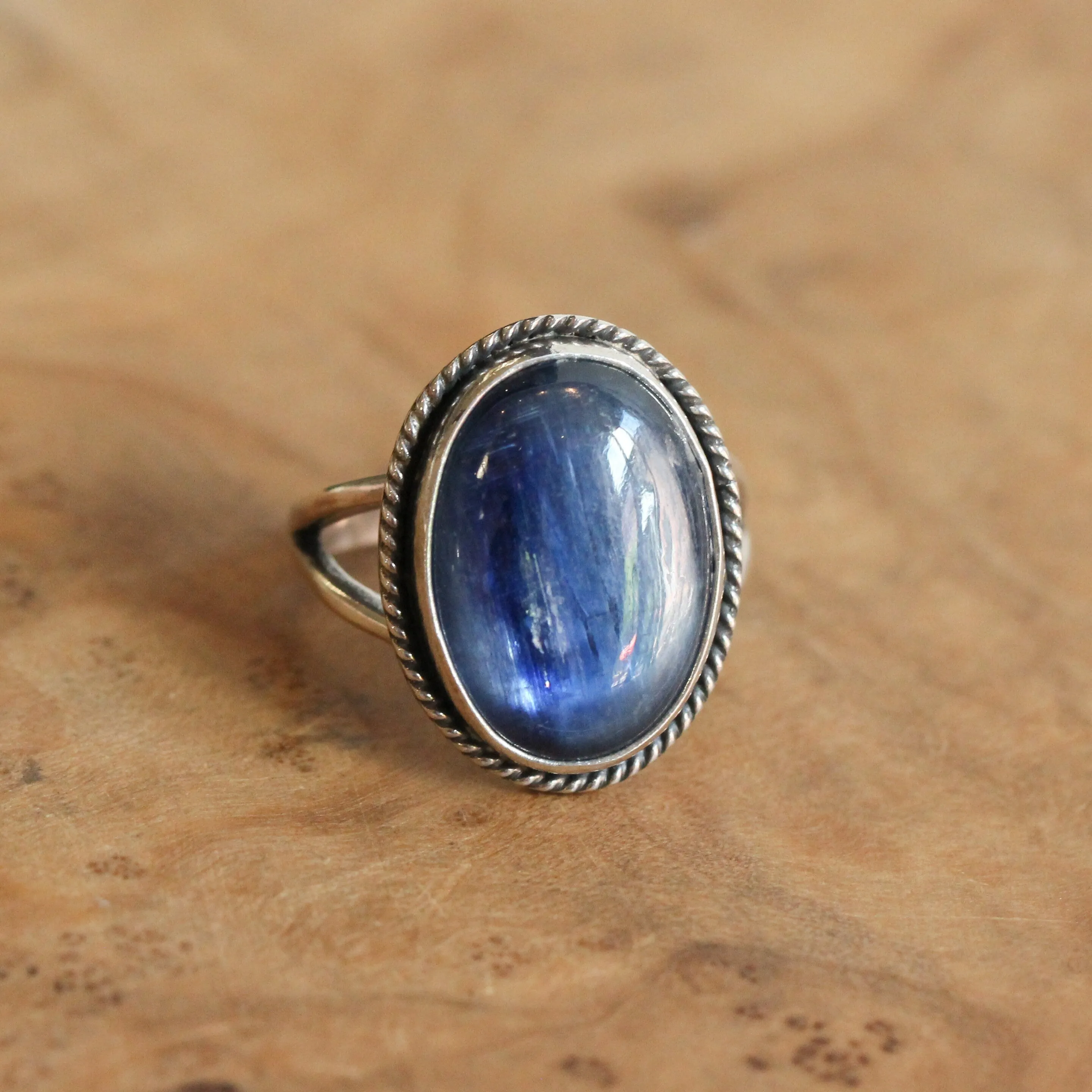 Blue Kyanite Boho Ring - Sterling Silver Ring - Silversmith Ring - Deep Blue Ring