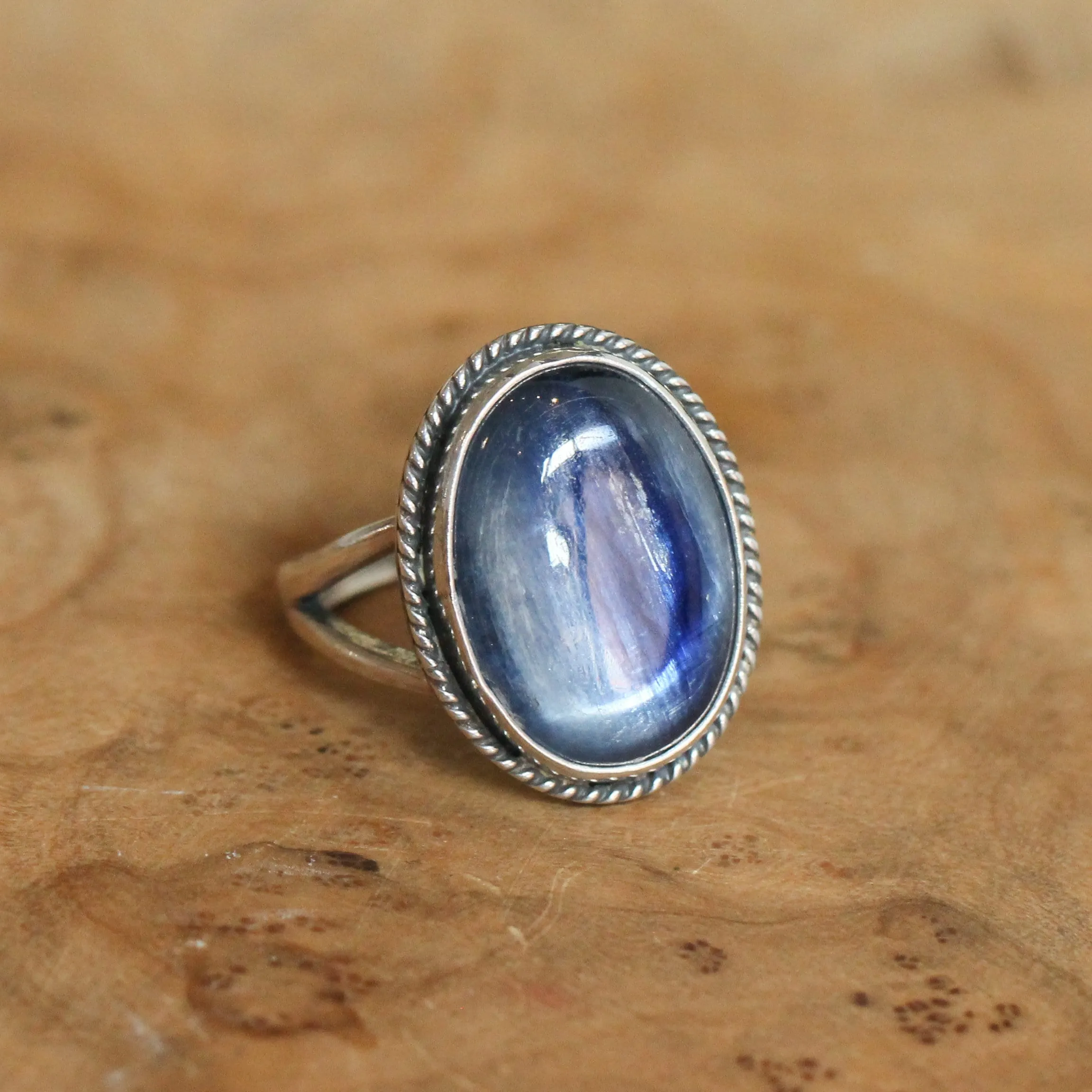 Blue Kyanite Boho Ring - Sterling Silver Ring - Silversmith Ring - Deep Blue Ring