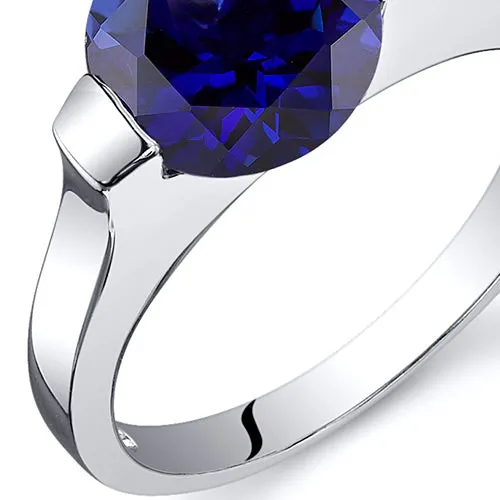 Blue Sapphire Round Cut Sterling Silver Ring Size 5