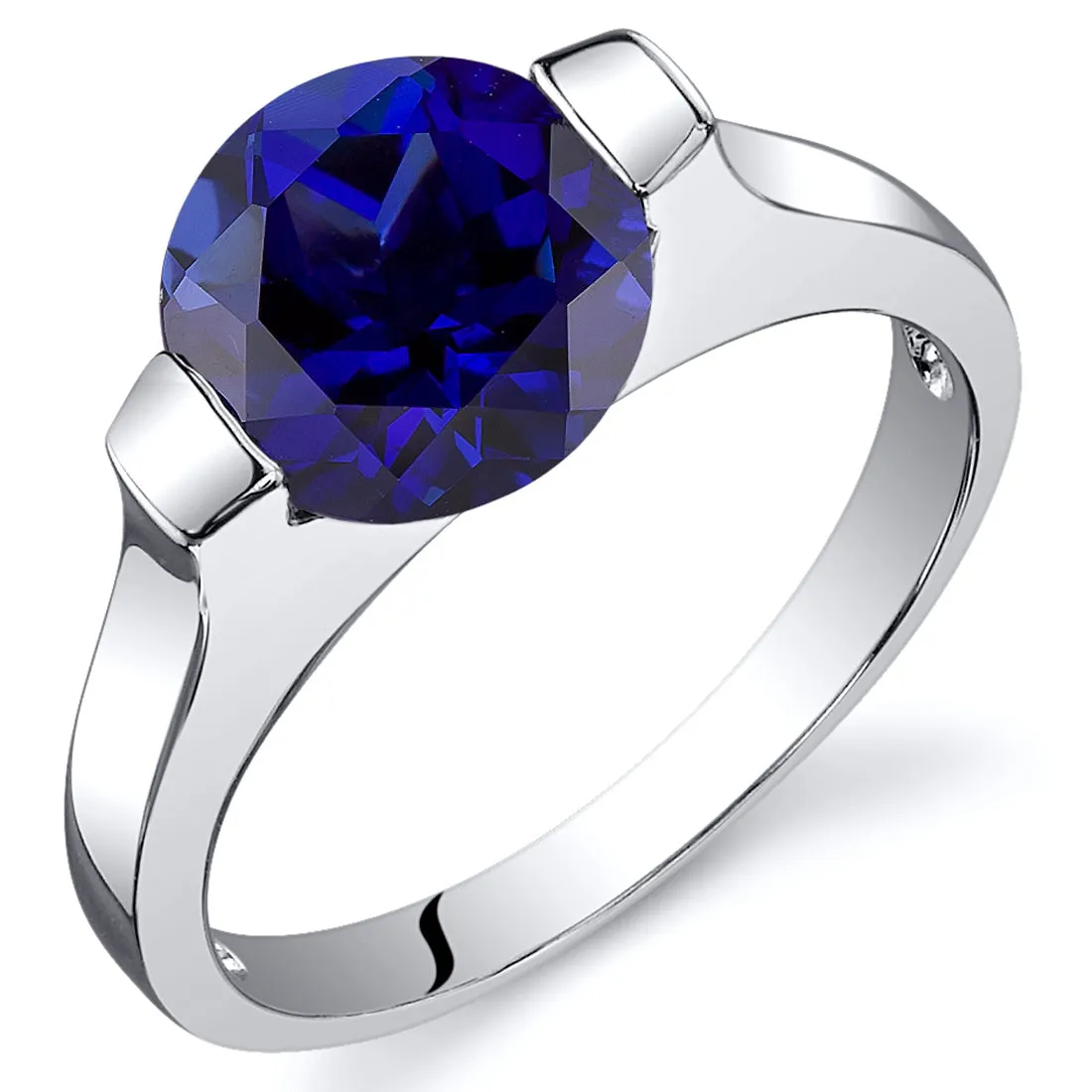 Blue Sapphire Round Cut Sterling Silver Ring Size 5