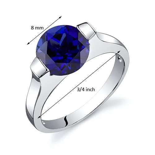 Blue Sapphire Round Cut Sterling Silver Ring Size 5