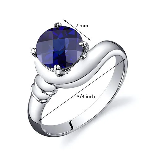 Blue Sapphire Round Cut Sterling Silver Ring Size 8