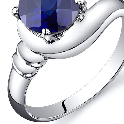 Blue Sapphire Round Cut Sterling Silver Ring Size 8