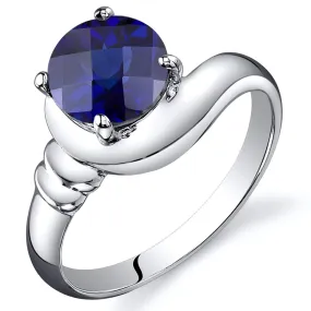 Blue Sapphire Round Cut Sterling Silver Ring Size 8