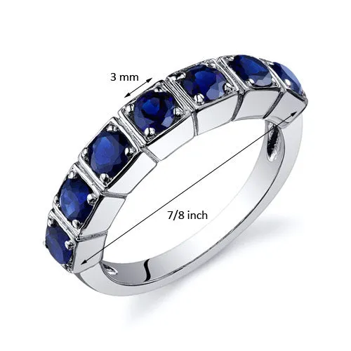 Blue Sapphire Round Cut Sterling Silver Ring Size 9