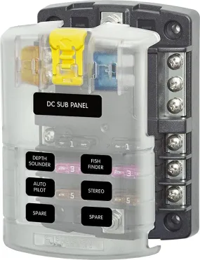 Blue Sea Systems | ST Blade ATO/ATC Fuse Block - 6 Circuits w/Cover and Negative Bus